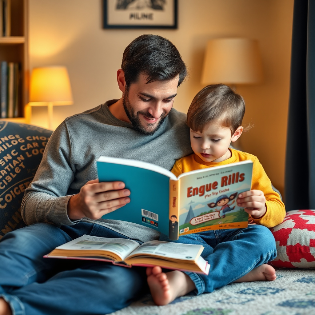Parent and child reading together quietly