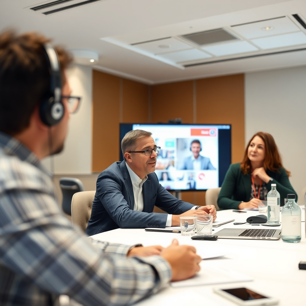 Meeting scene of distance education conference