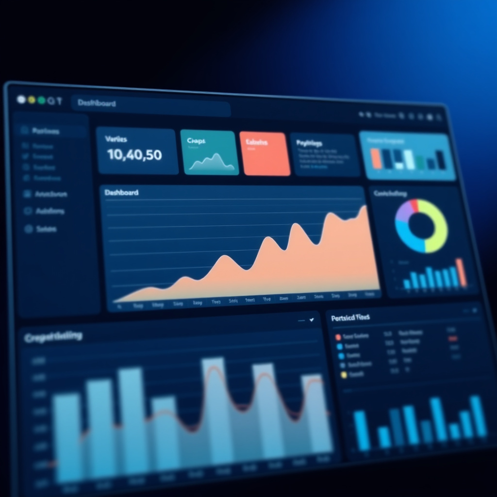 Dashboard visualization software interface with charts and graphs