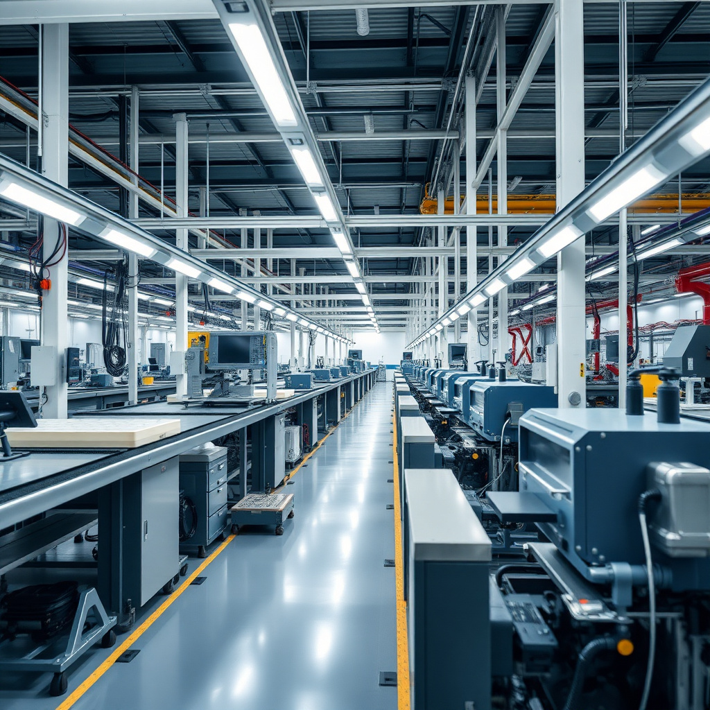 High-tech production line inside factory