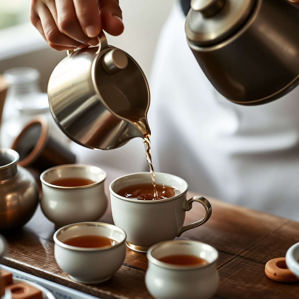 Tea preparation close up