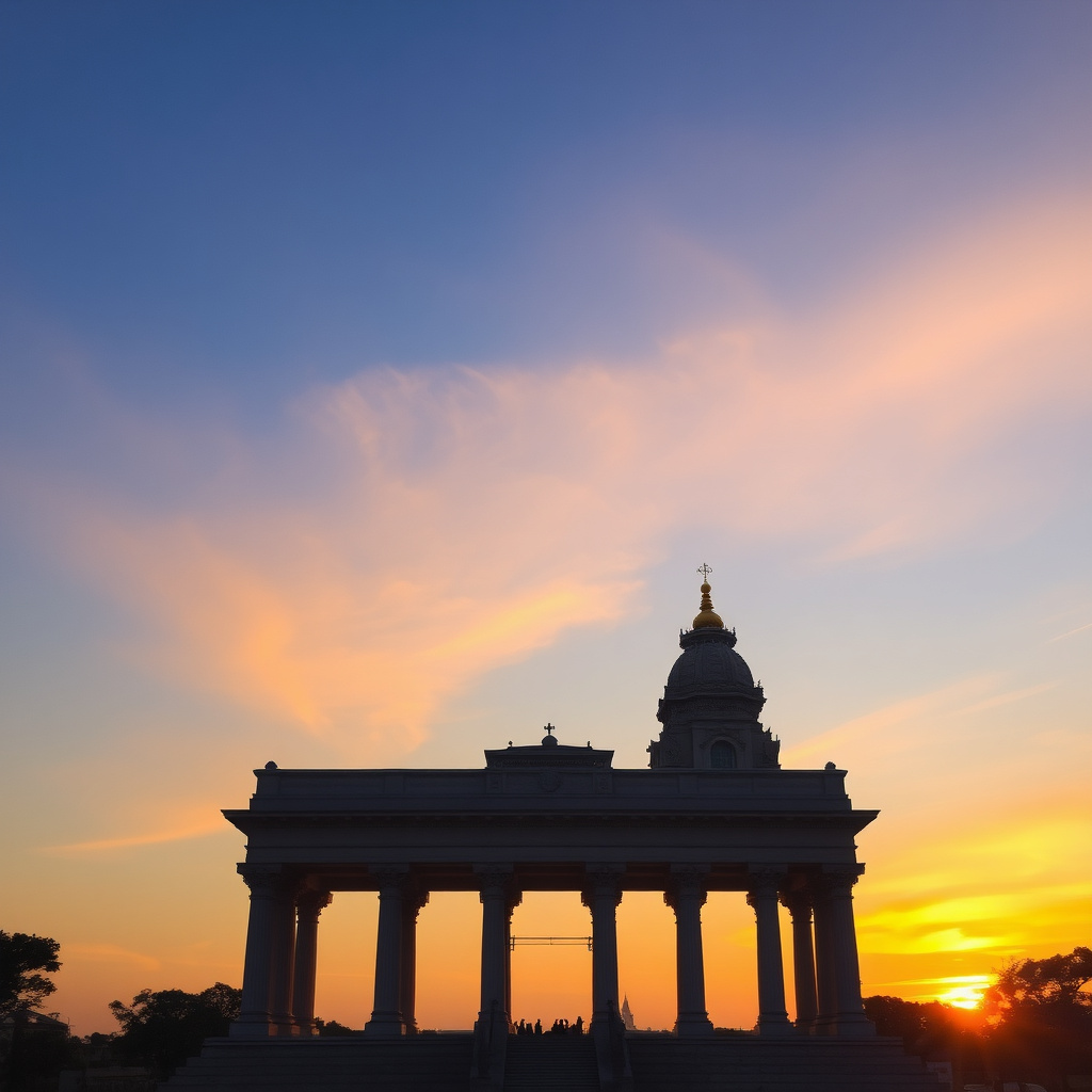 Temple at sunset