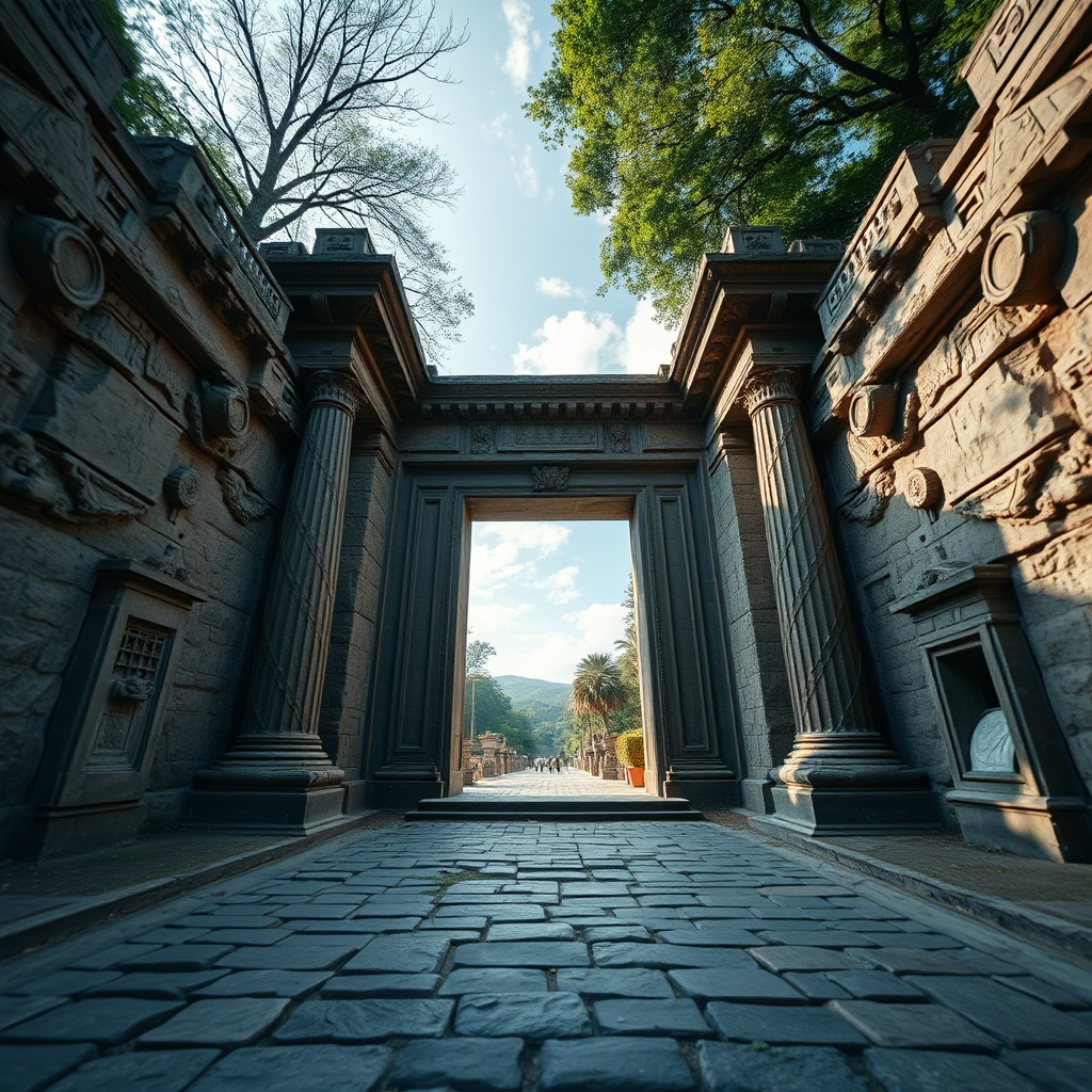 AR camera view of ancient gate