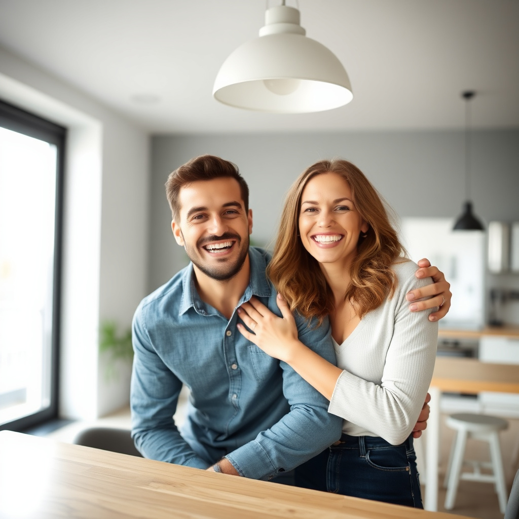 Happy couple in modern setting
