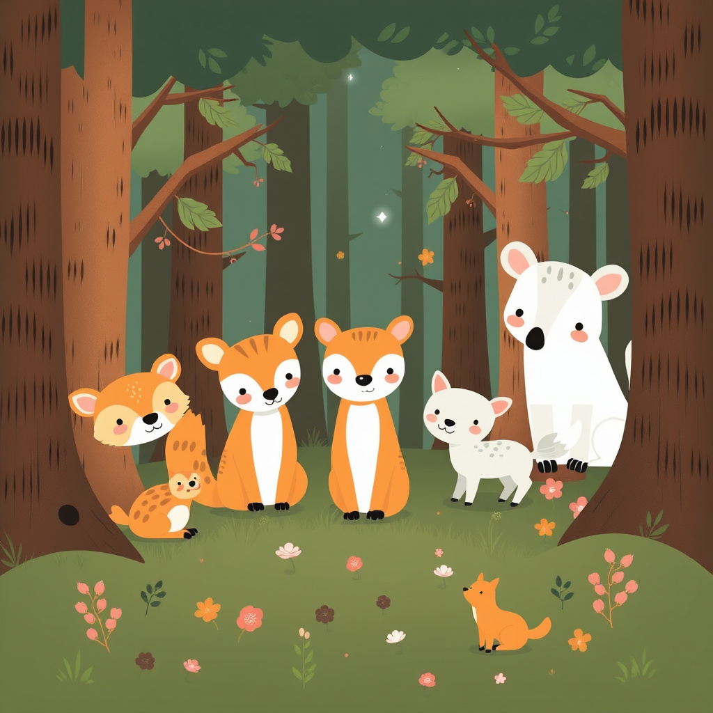 Cute forest animals illustration