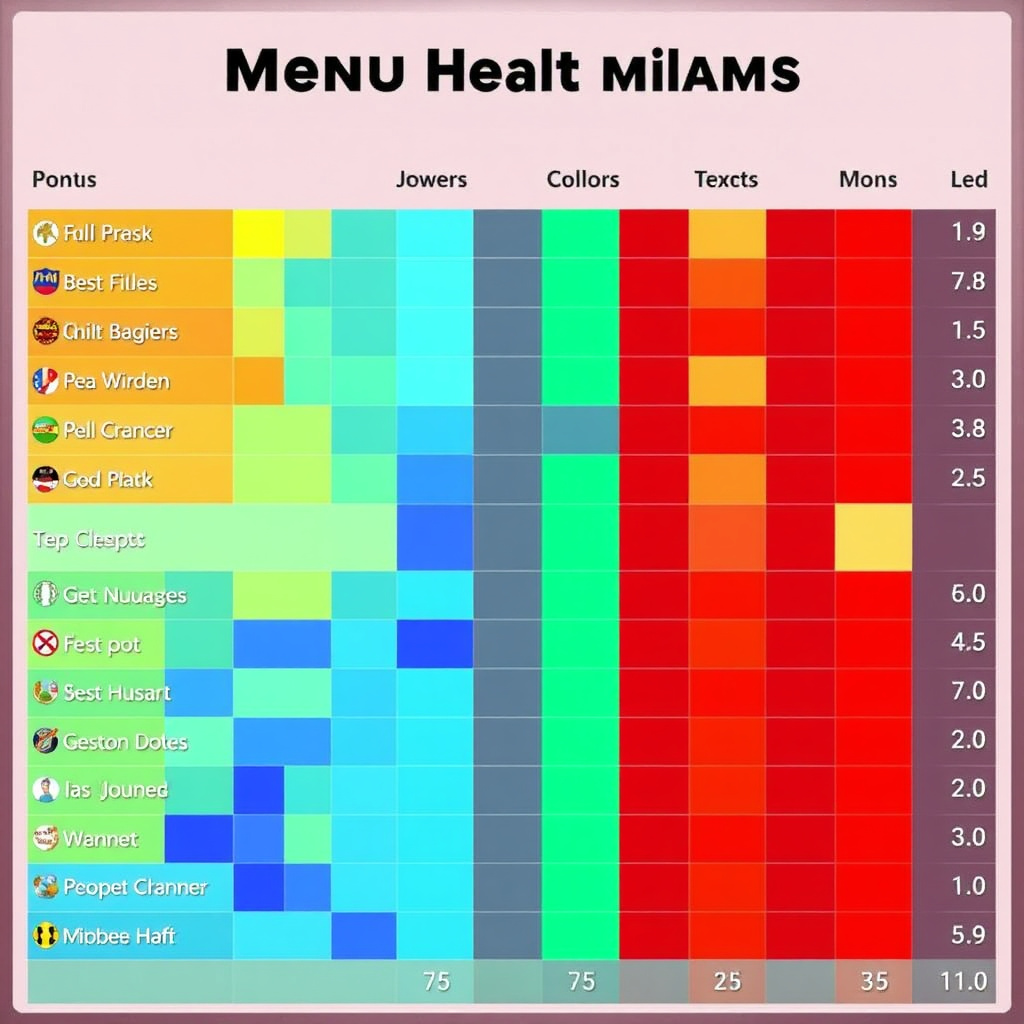 Menu heatmap analysis showing best selling items