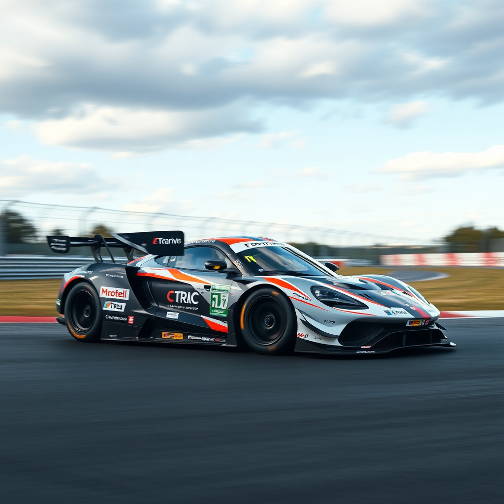 GT racing car on a professional track