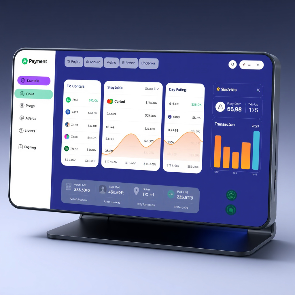 Modern digital payment terminal and transaction dashboard interface