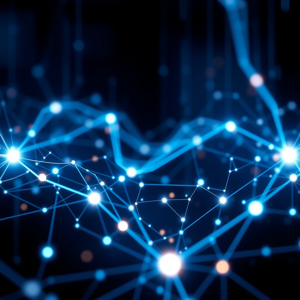 Futuristic digital technology network background with glowing connections and data streams