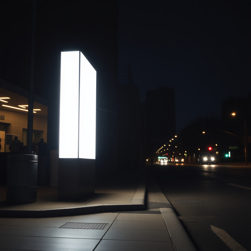 Luminous lightbox in night