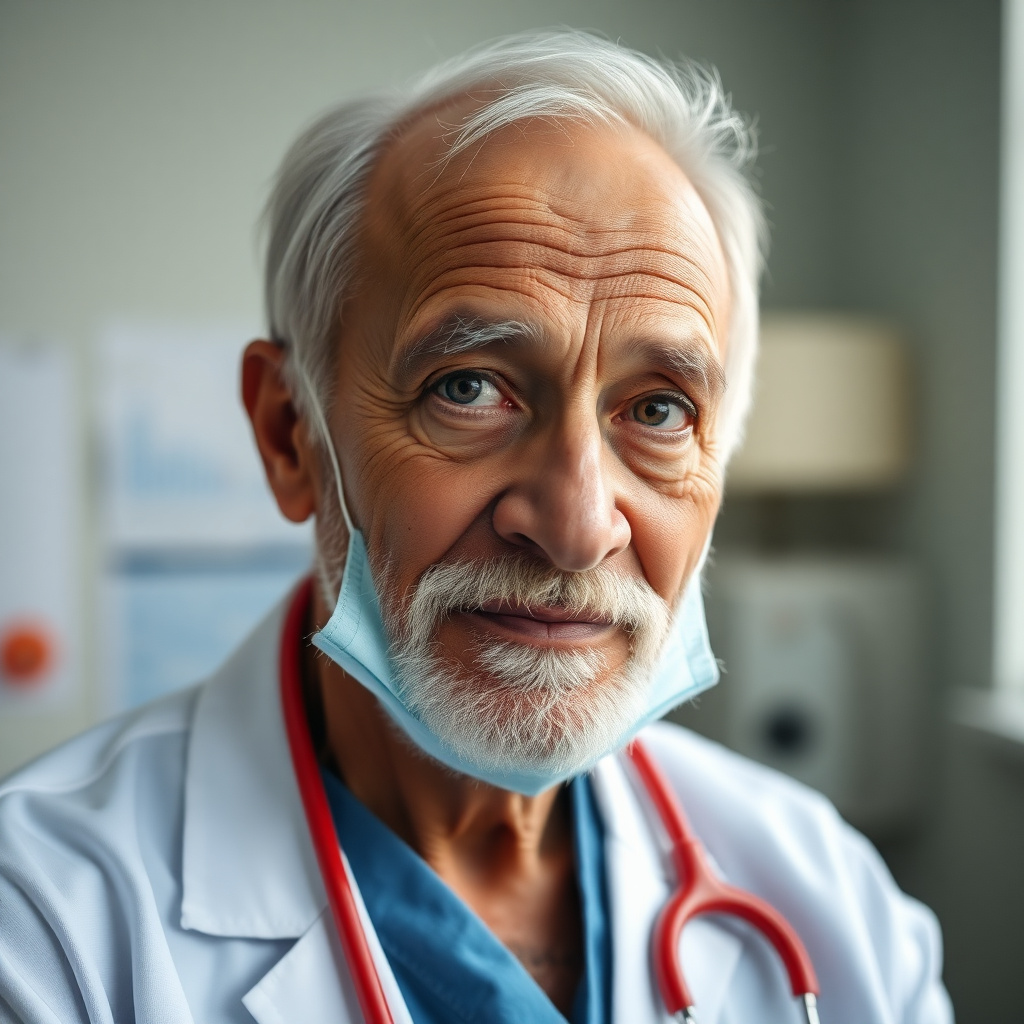 Portrait of an elderly male patient for medical records