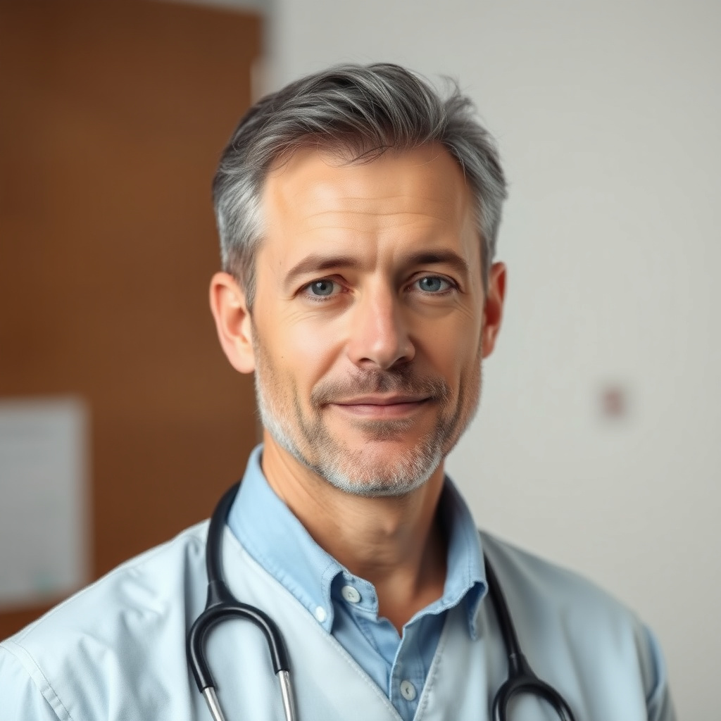 Portrait of a middle-aged male patient for medical records
