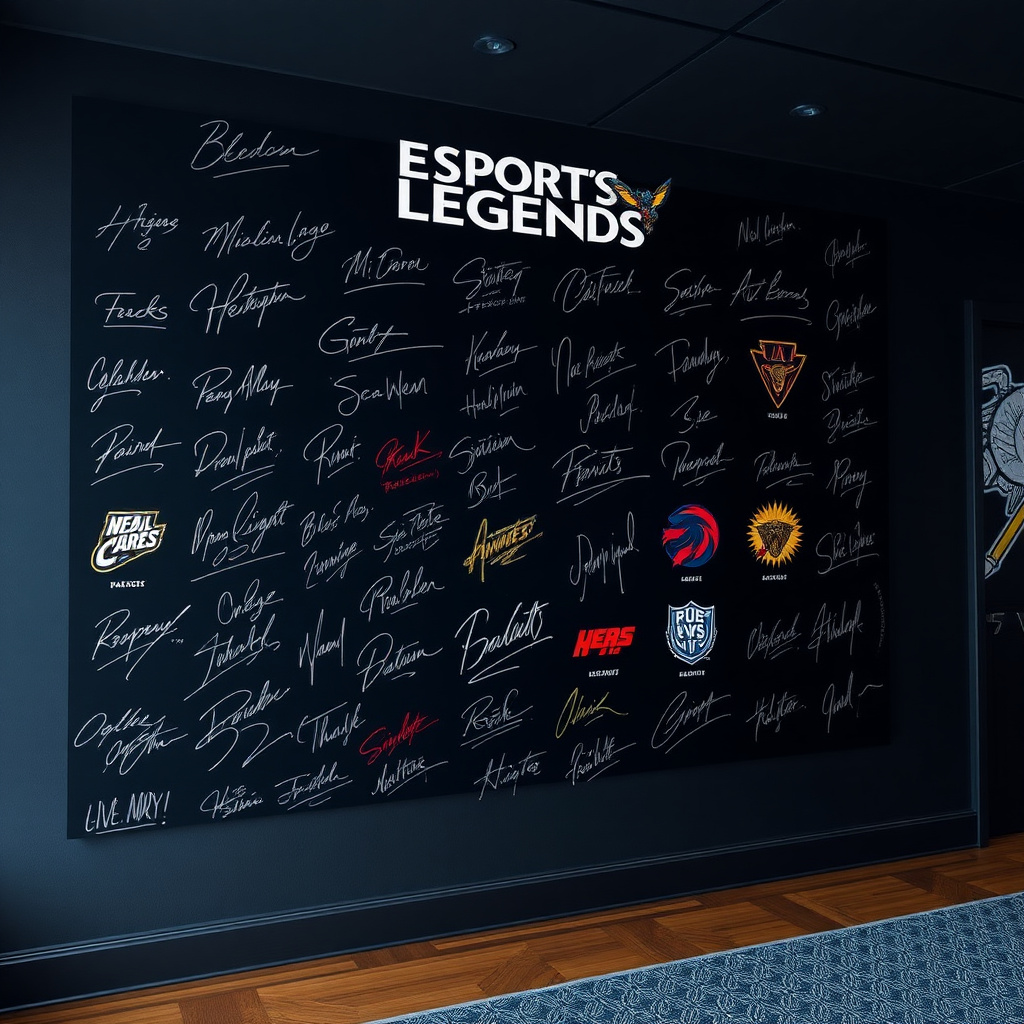 Signature wall of e-sports legends
