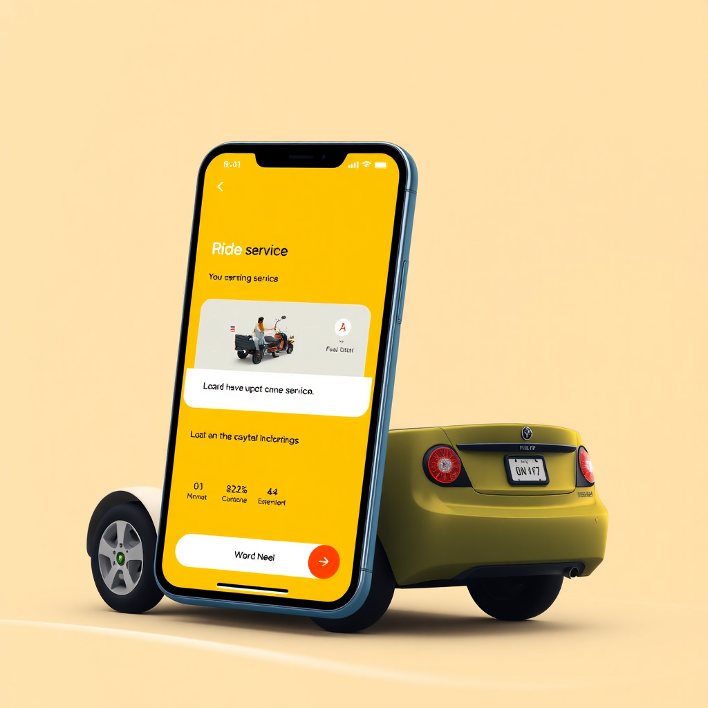 App screenshot showing the new ride service interface