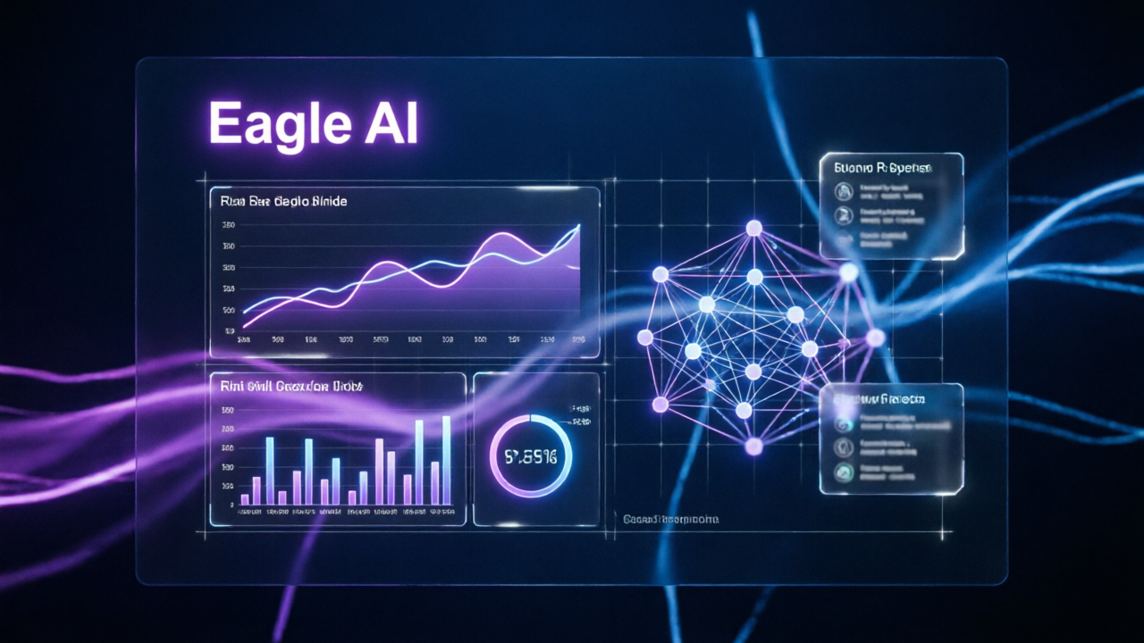 Eagle AI Dashboard showing data analytics and neural network visualization