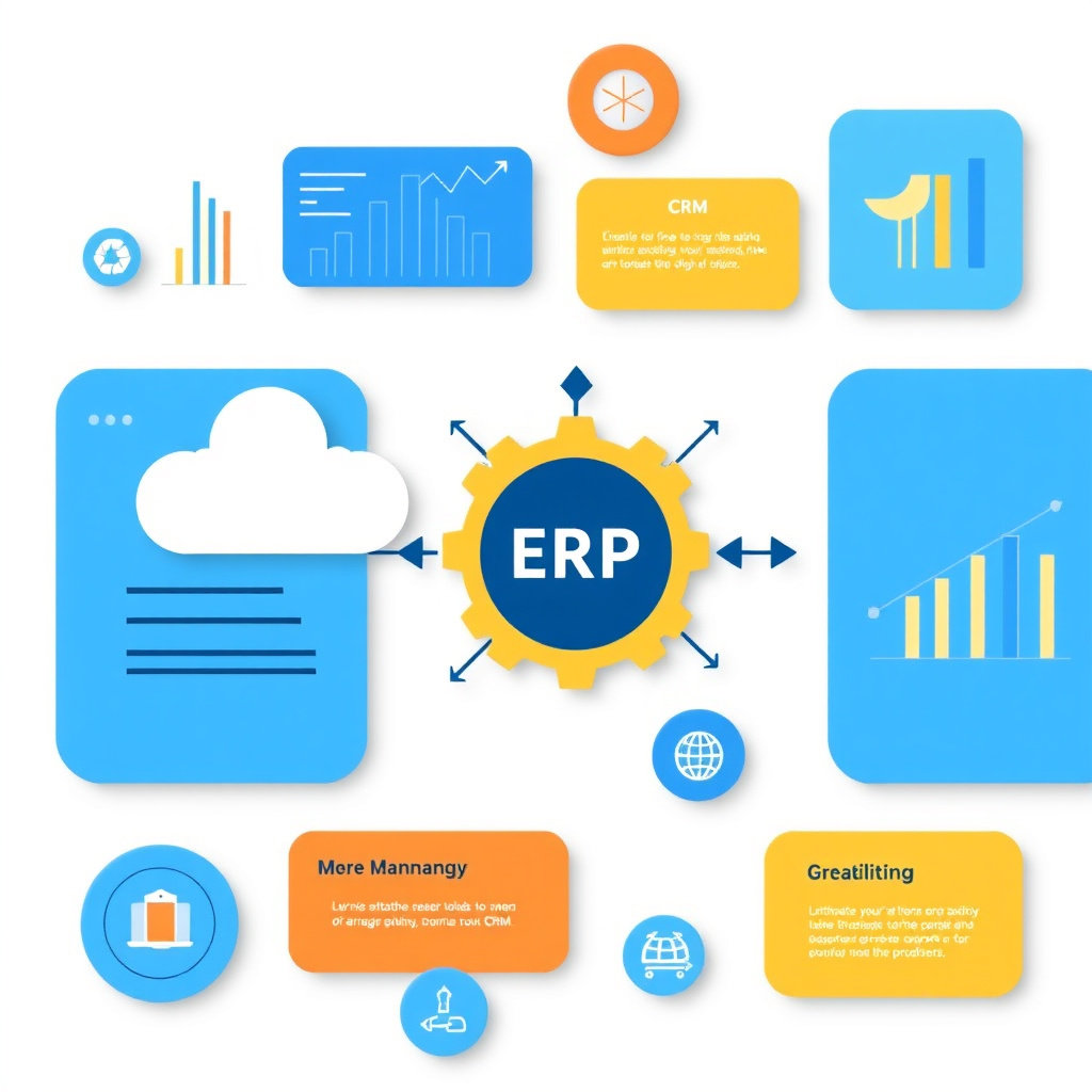 ERP and CRM integration visualization showing connected systems