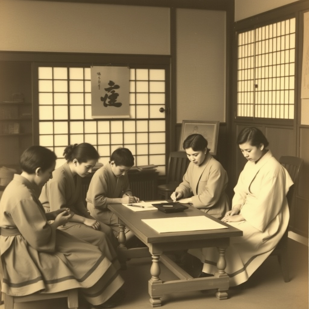 Historical photo of the first Ruchimei workshop