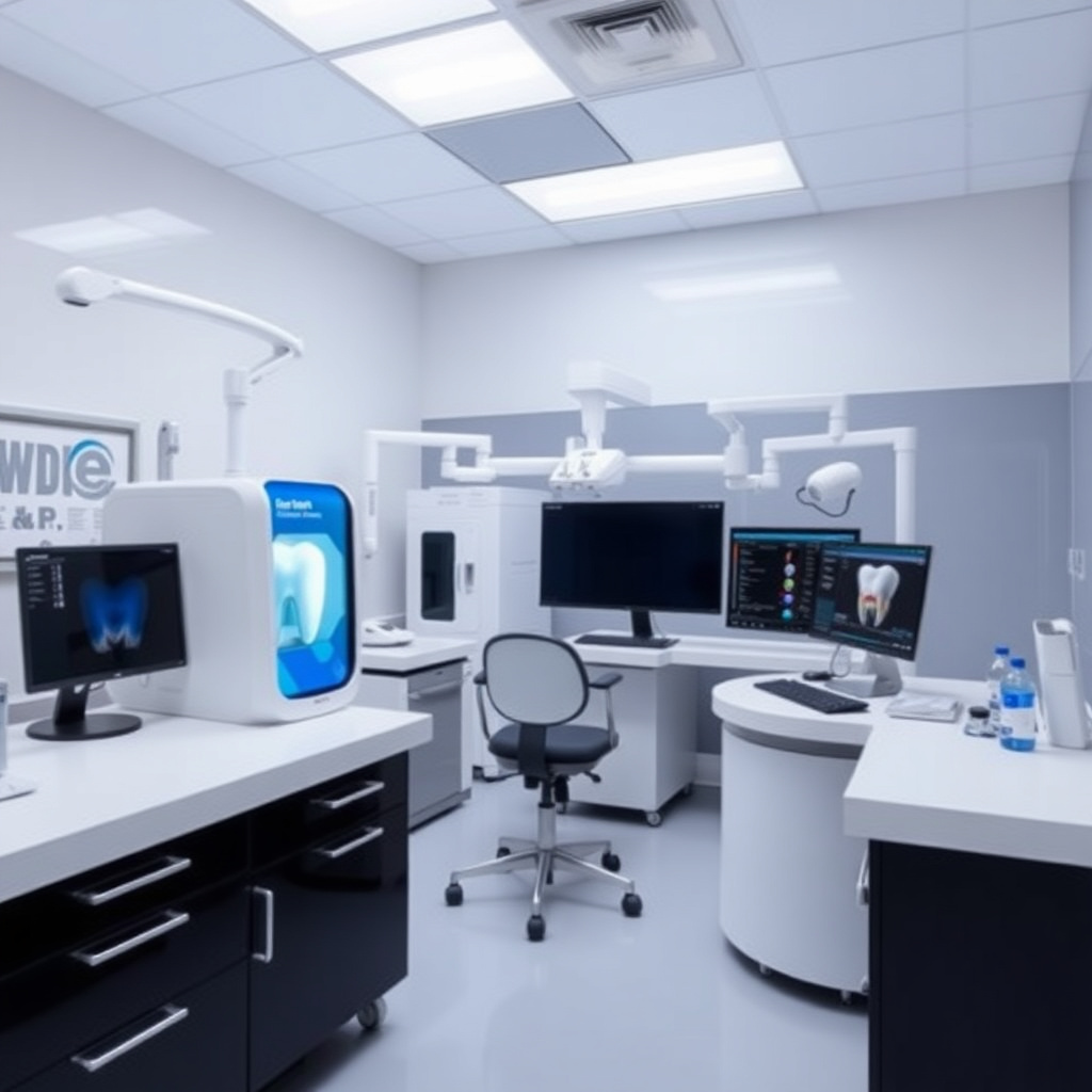Modern GMP standard laboratory with advanced dental CAD/CAM equipment