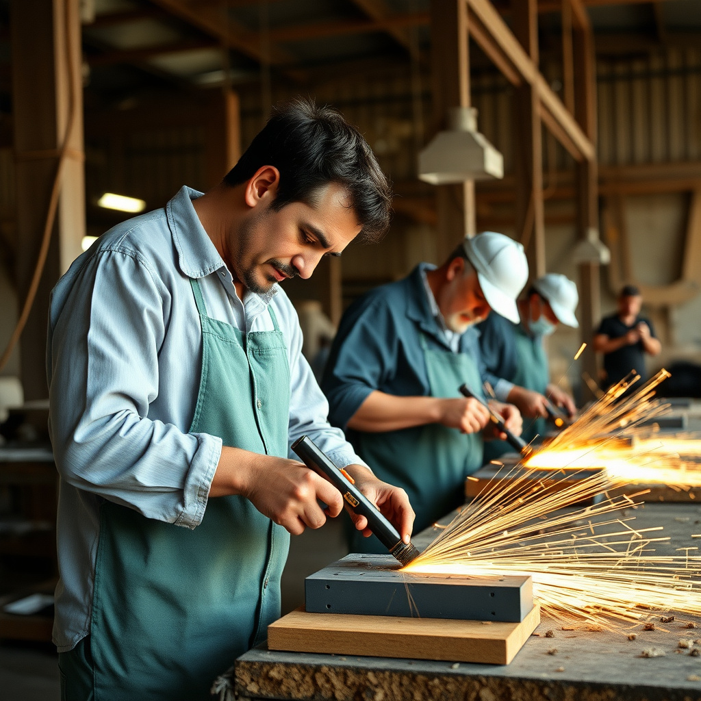 Skilled workers at work