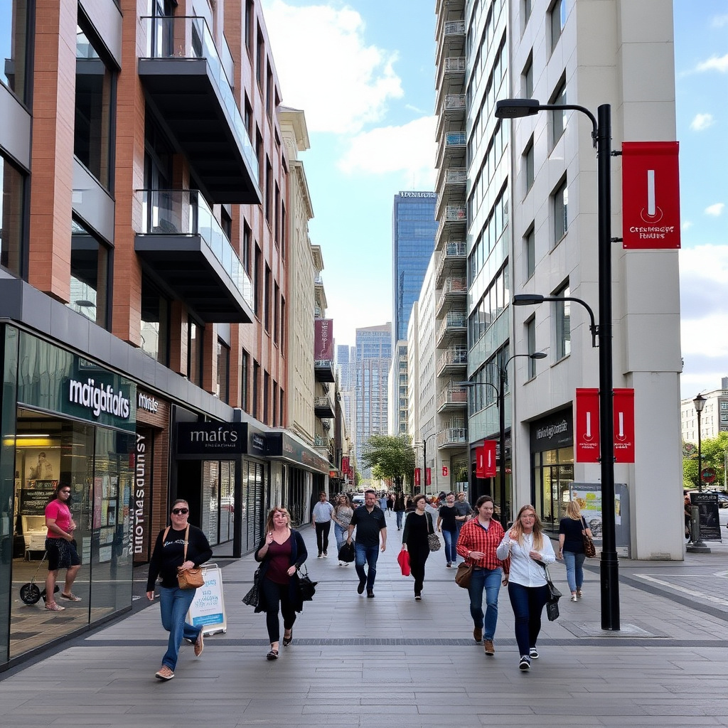 Modern pedestrian commercial street