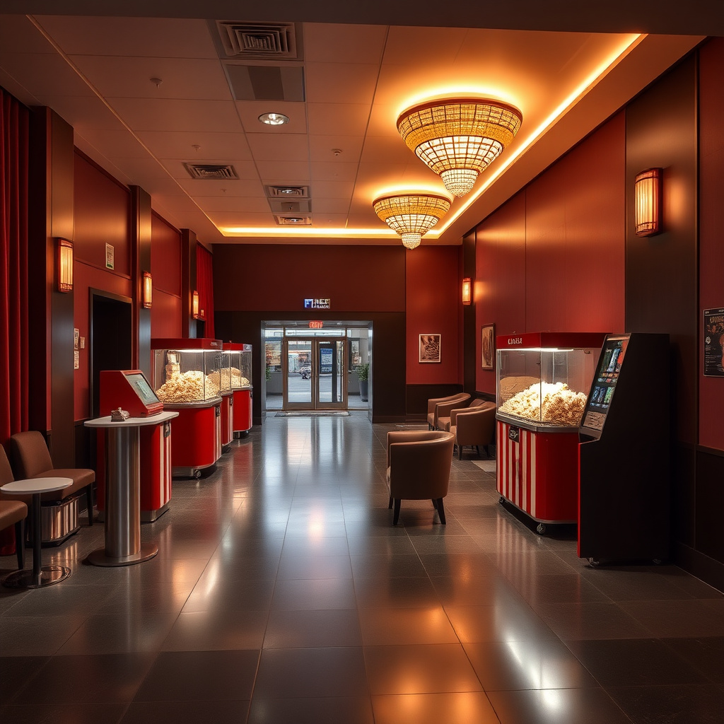 Cinema lobby with popcorn stand
