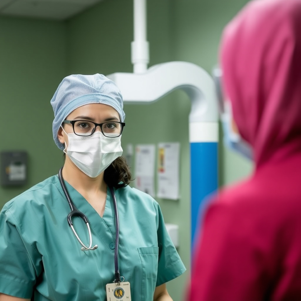 Nurse providing service to worker