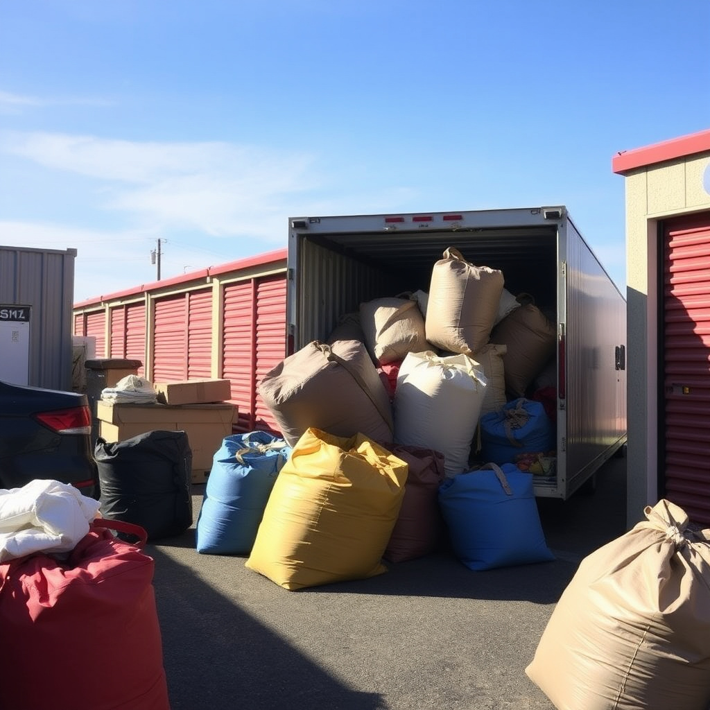 Moving and storage scene with large bags