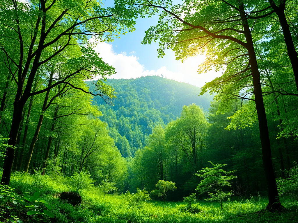 Beautiful green forest landscape representing clean energy