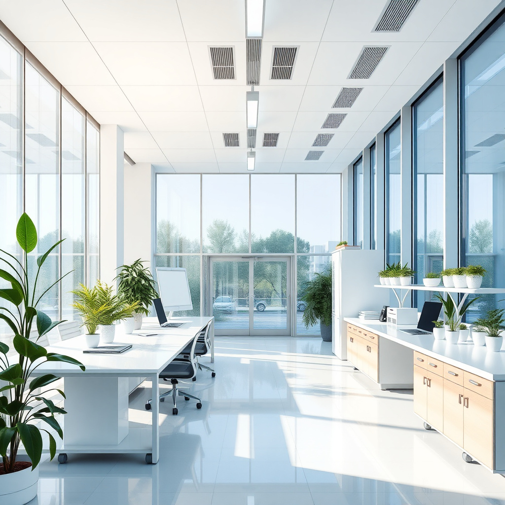 Modern clean energy research facility or office