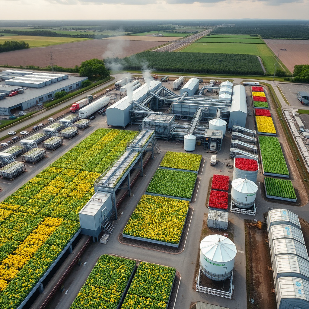 Drone view of flower station processing plant