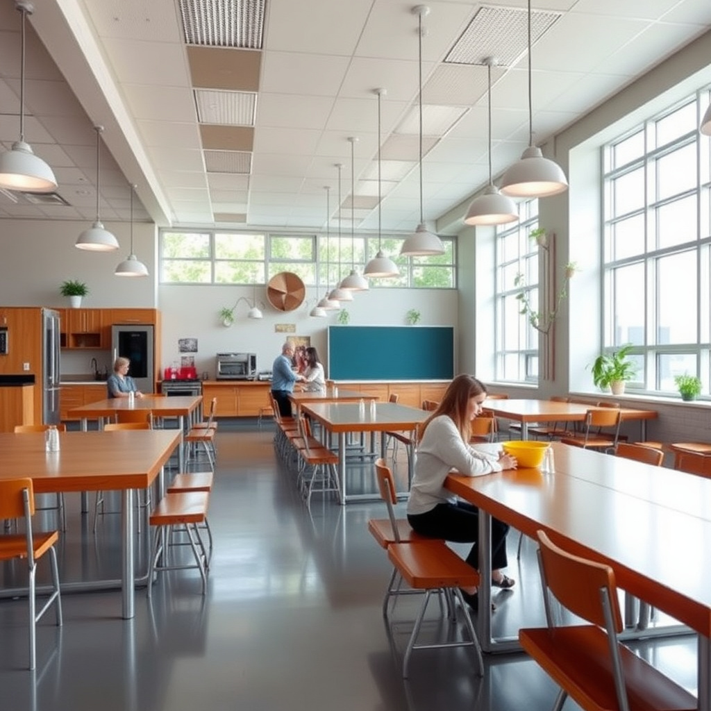 High school cafeteria with sustainable energy