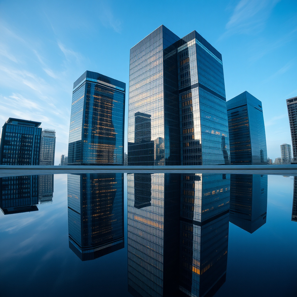 Professional high-rise office building reflection