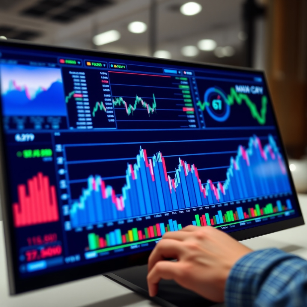 Professional financial charts and big data analysis on digital screen