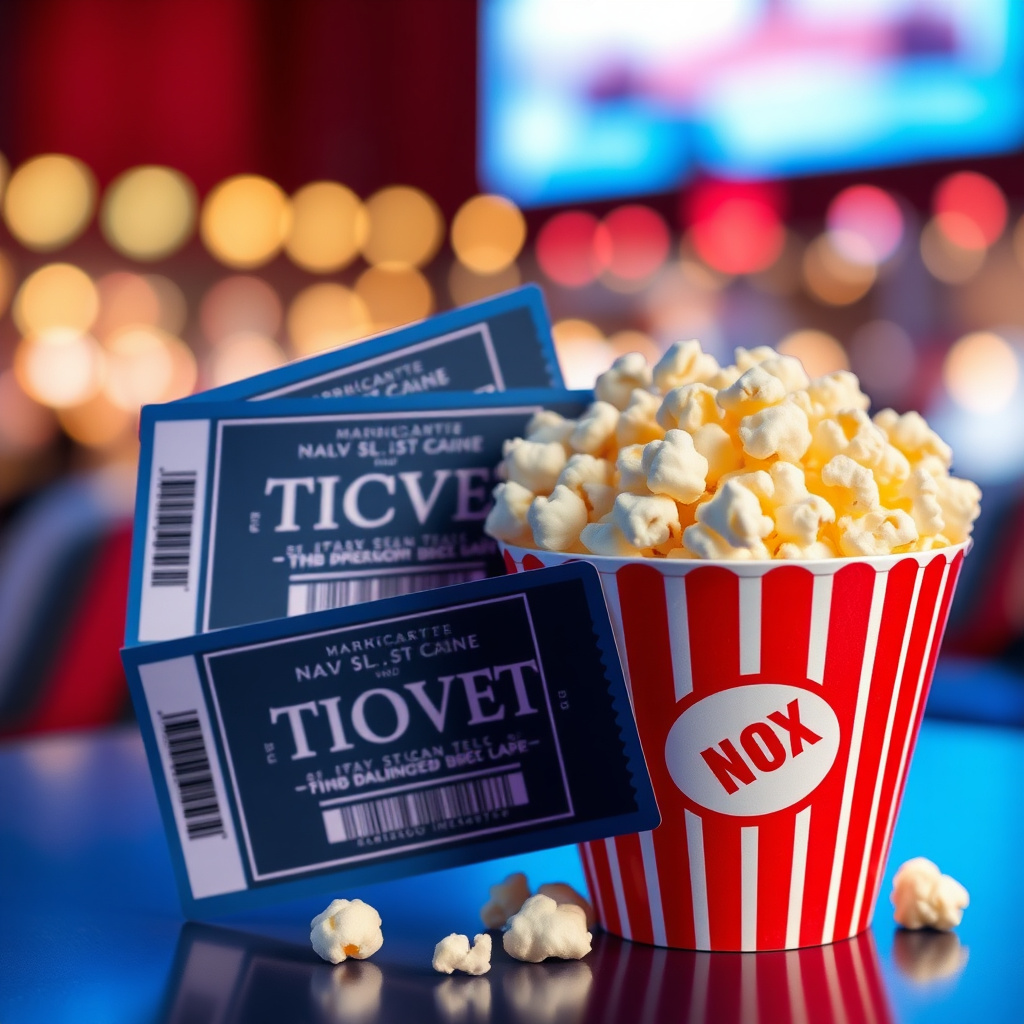 Movie tickets and popcorn