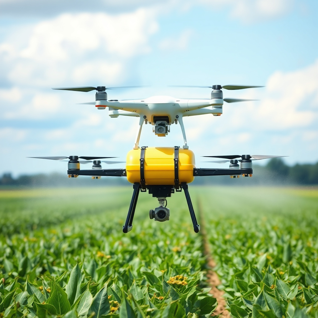 Agricultural drone spraying crops