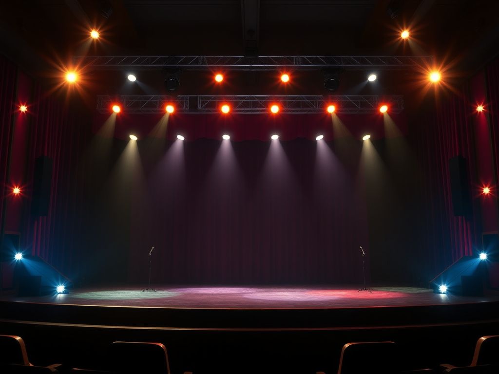 Musical theater stage with dramatic lights