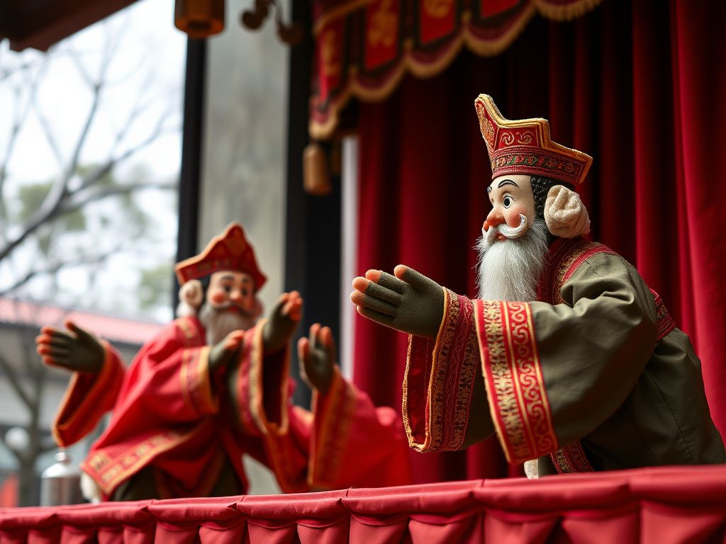 Traditional glove puppet theater performance