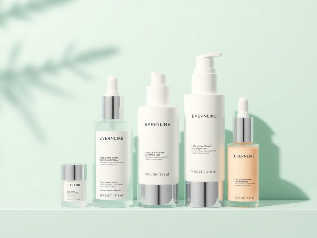 Premium skincare cosmetic bottles in soft neutral colors