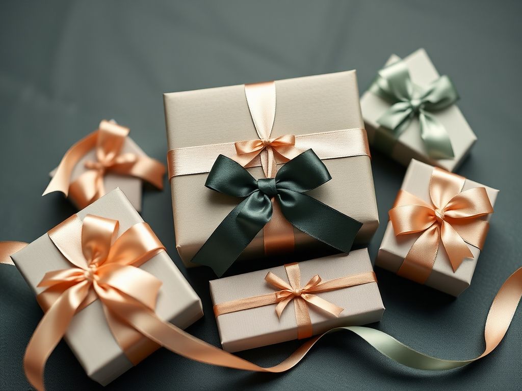 Elegant gift accessories with ribbons and premium packaging
