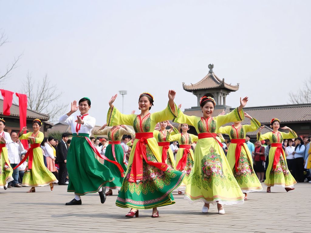 Nanjing spring welcome folk dance