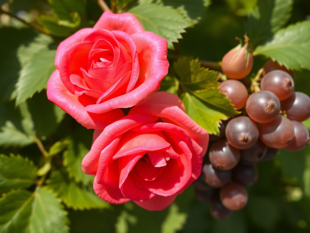 Fresh sunshine rose grapes with green leaves