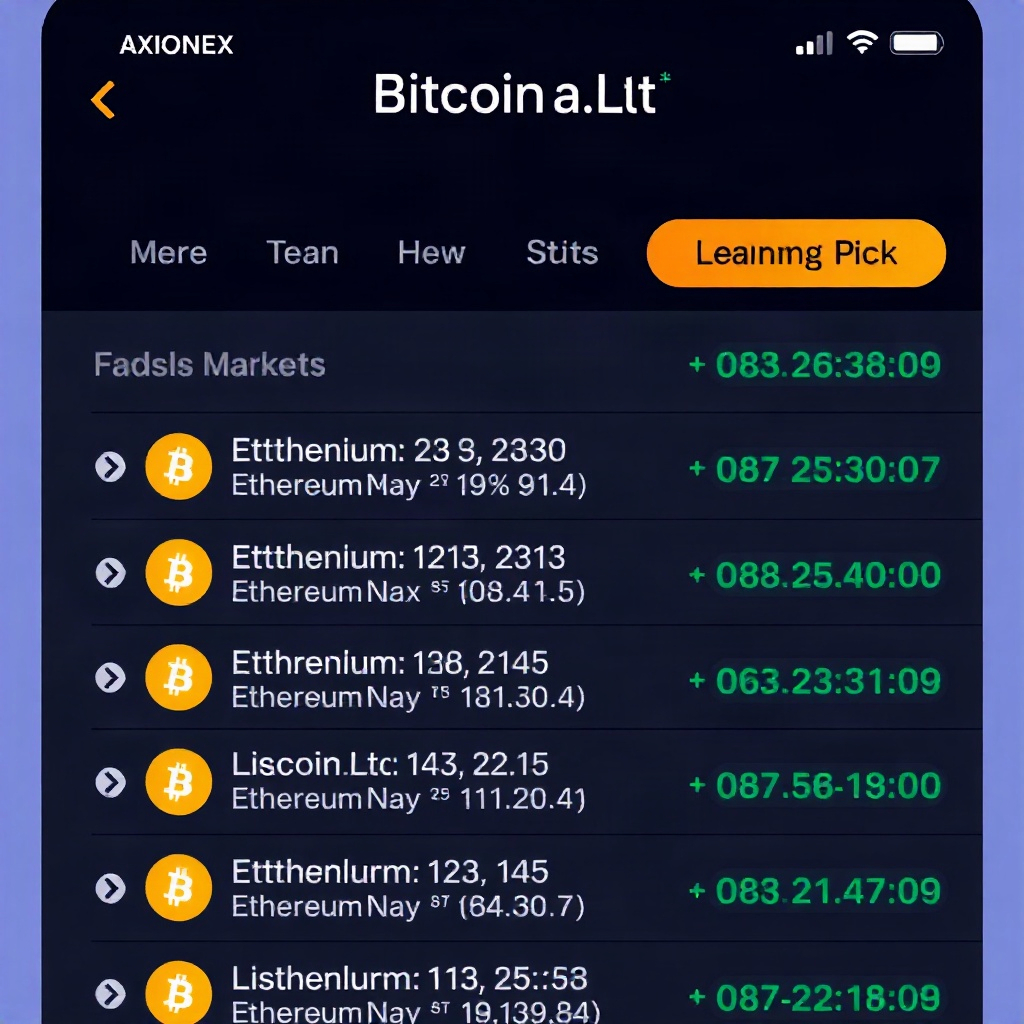 币安 app market list screen with bitcoin and ethereum quotes