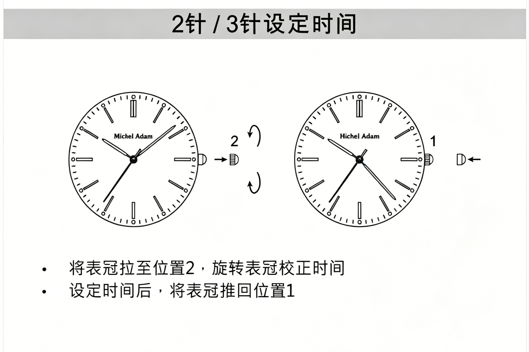 Harry Williams watch instruction manual page 3 in Chinese - Calendar adjustment