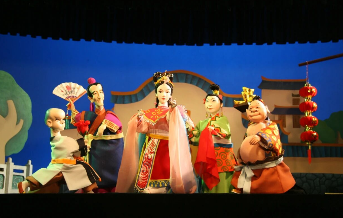 Traditional Zhangzhou glove puppet in ornate costume