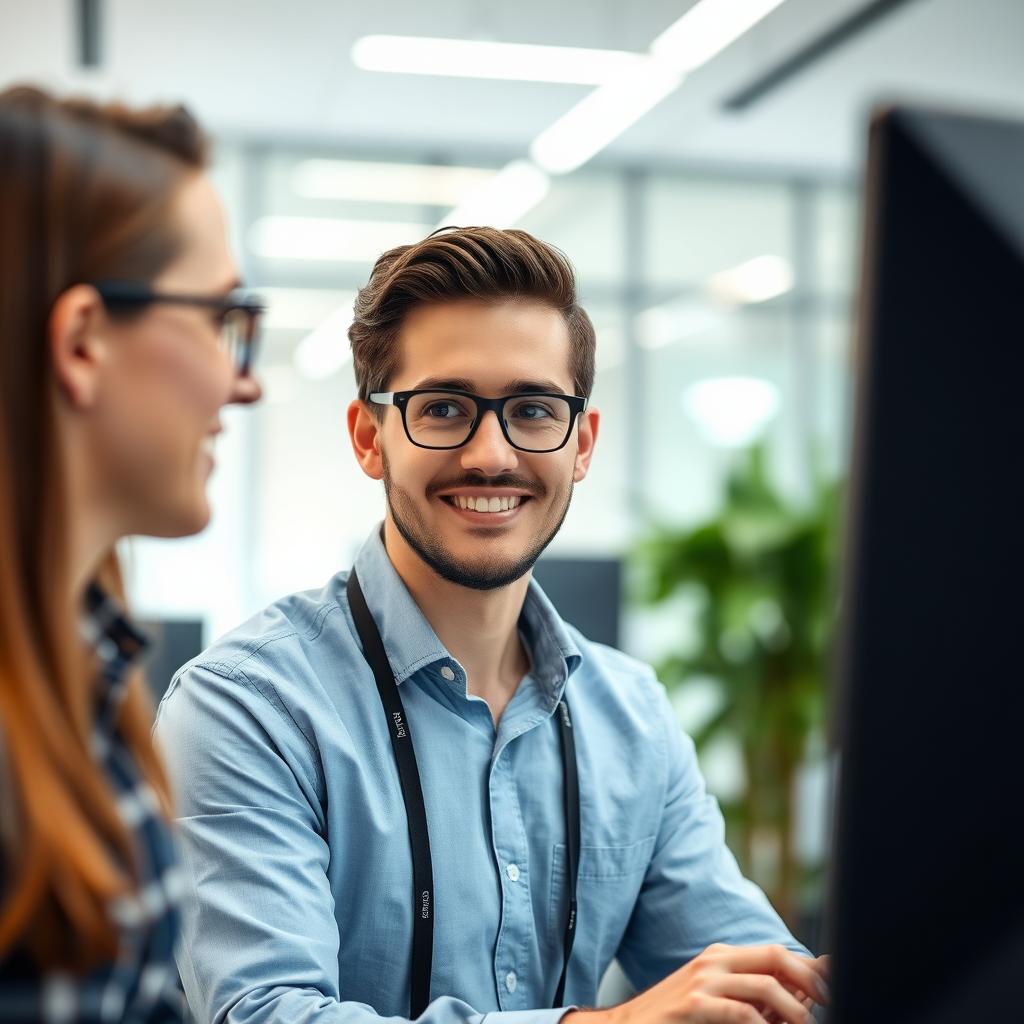 Professional IT team member working in modern office