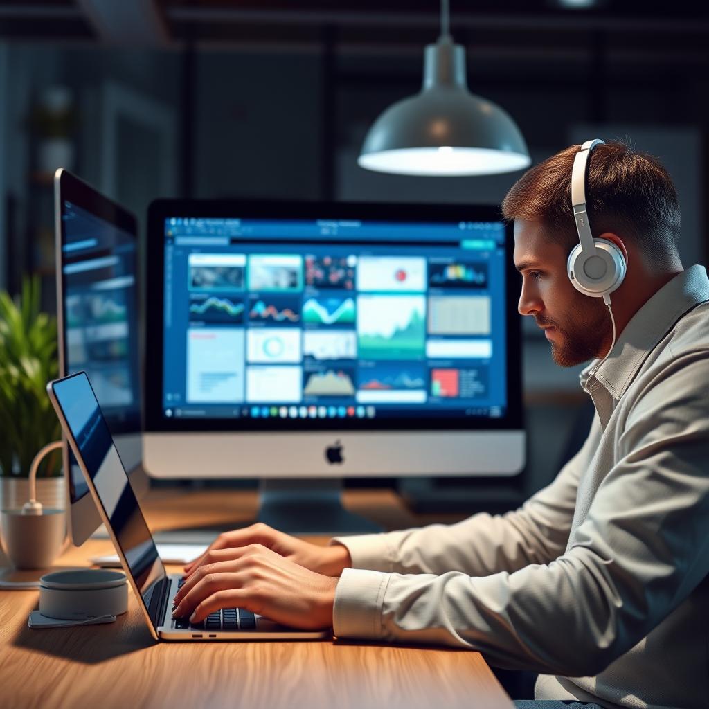 Professional designer working with digital interface