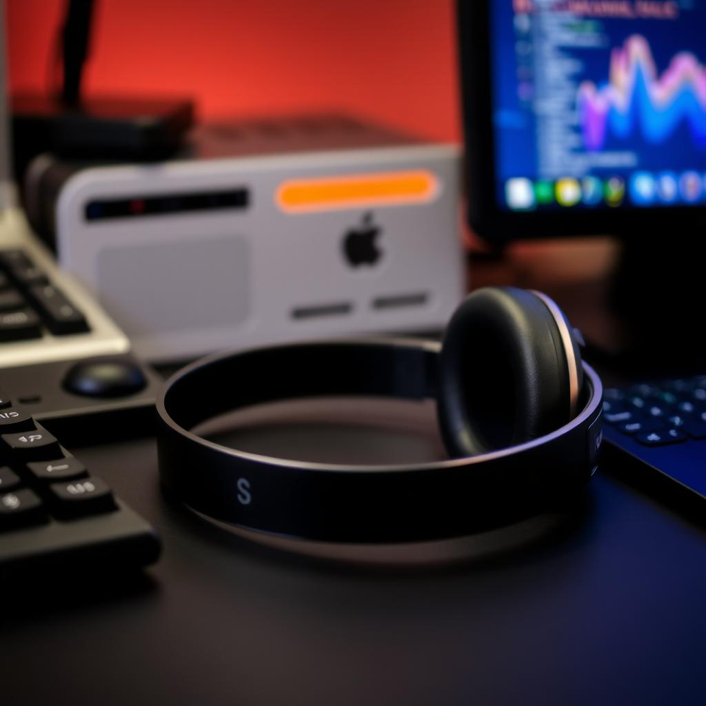 Wireless headphones on a desk