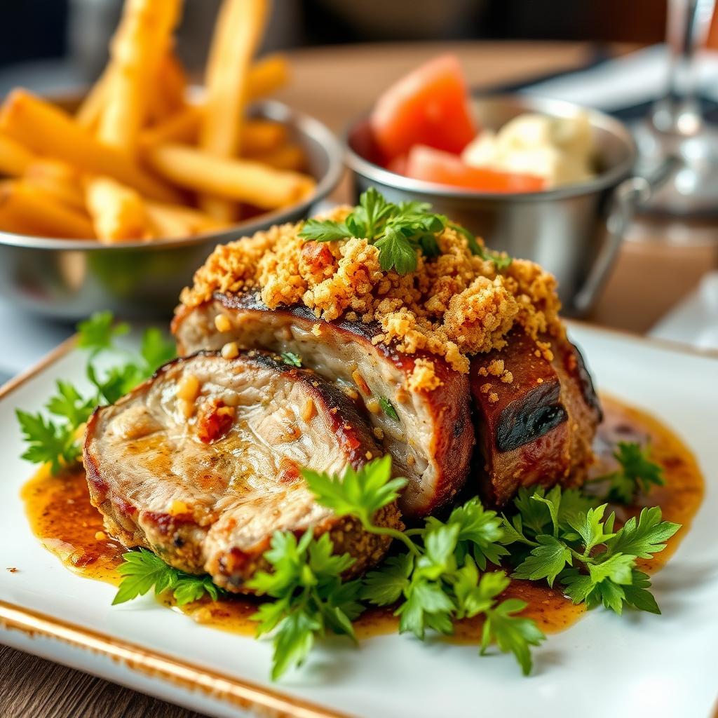 Crispy truffle meat dish