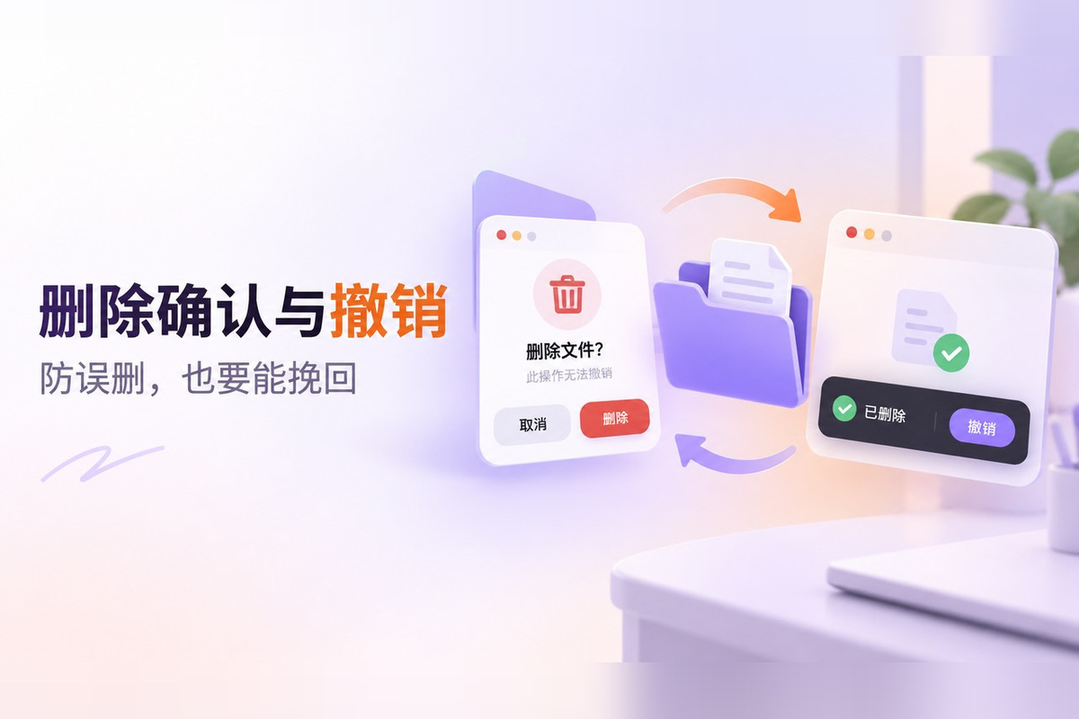 删除确认弹窗怎么设计？撤销、回收站与批量删除规则文章封面
