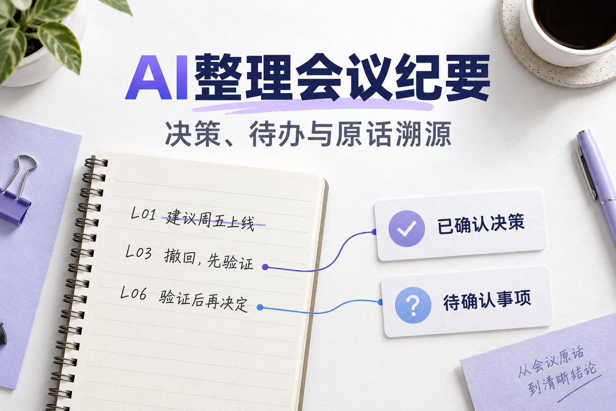 AI整理会议纪要：决策、待办与原话溯源文章封面